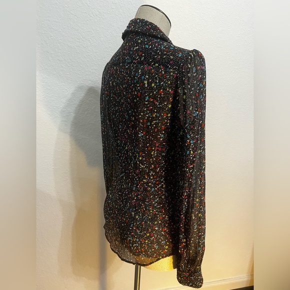 Diane von Furstenberg Mariah Bouclé Trim Confetti Print Blouse in Silk - Picture 4 of 5